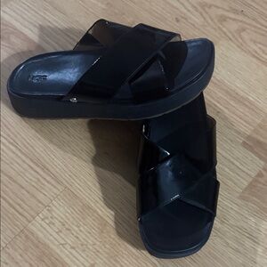 UGG Women's Glossy Black Mules (Barely worn)
